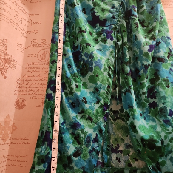 Zara Woman Green Floral Side Cutout Belted Bell Sleeve Dress- Size XS